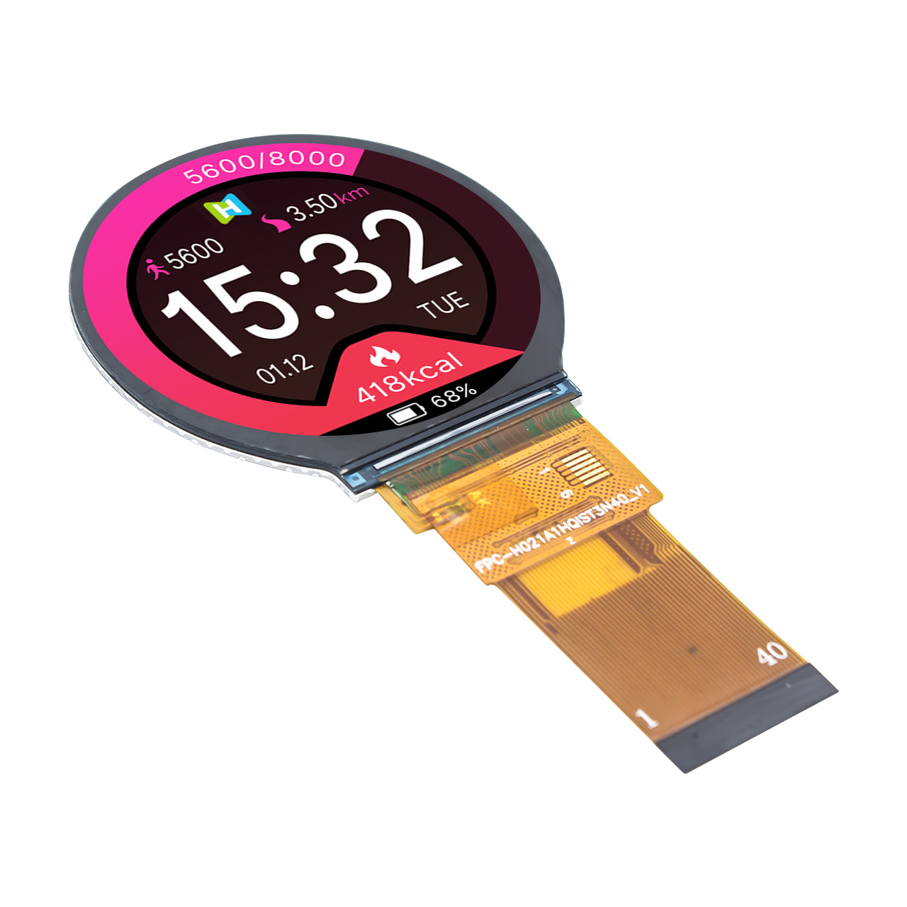 2.1 Inch Round TFT LCD Display With Capacitive Touchscreen 