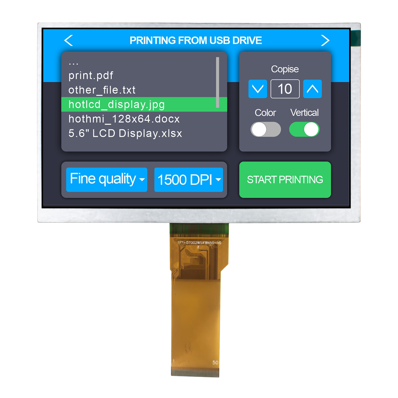7 Inch TFT LCD with RGB Interface Sunlight Readable