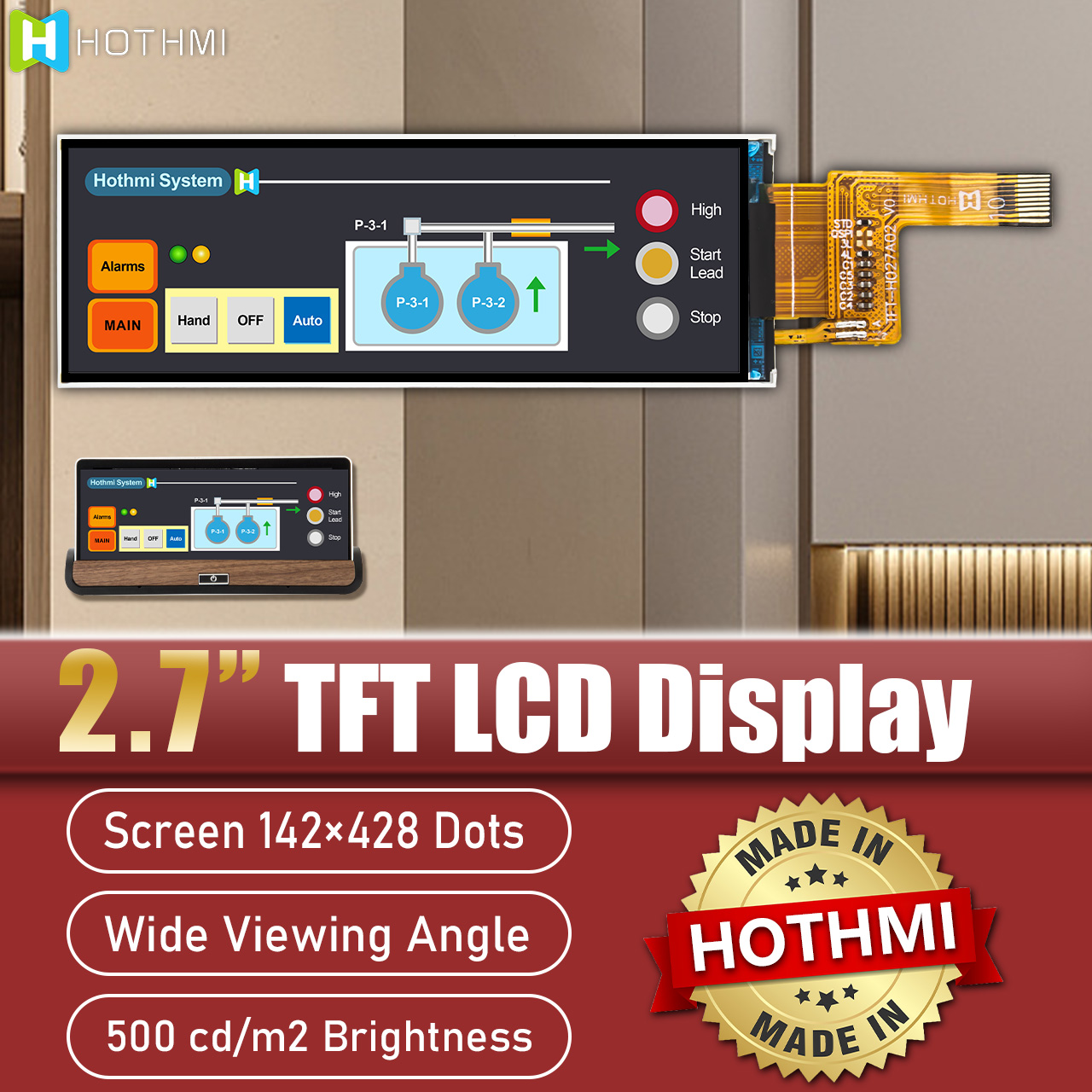 2.7 inch TFT LCD Display | 142x428 Pixel | NV3007 Controller