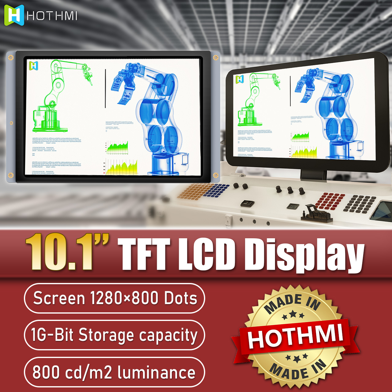 10.1 Inch TFT Smart LCD Display | 1280x800 Capacitive Touchscreen with Optical Bonding