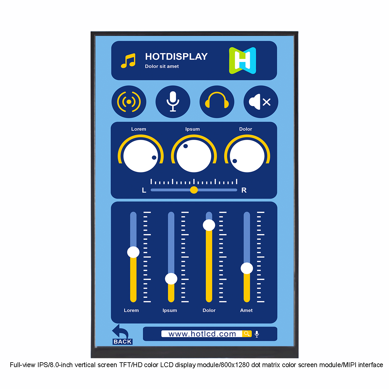 8.0-inch 800x1280 TFT LCD Display With MIPI Interface