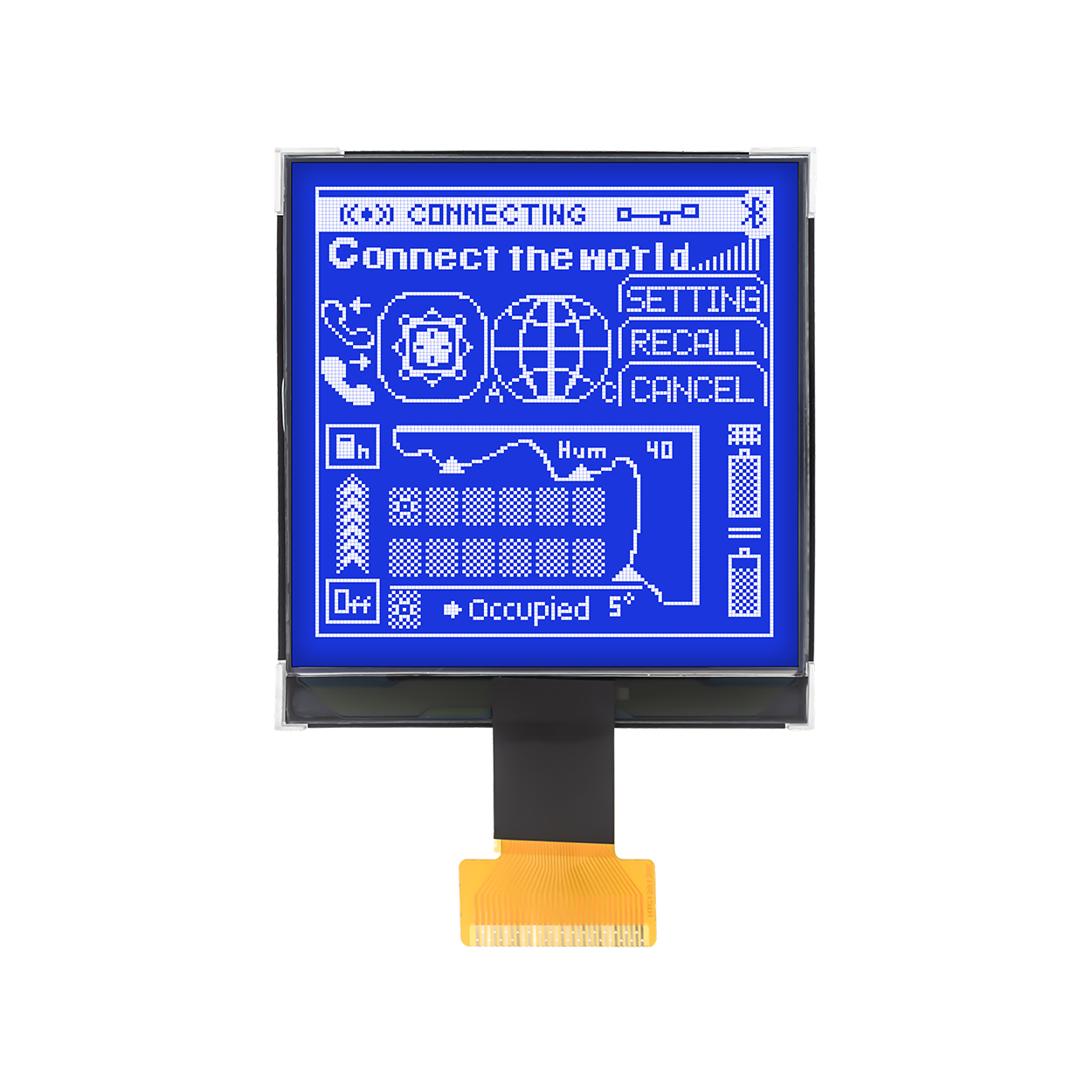 3.3-inch 128x128 Blue Background White Graphic LCD | STN-Fully Transparent Dot Matrix LCD | Arduino