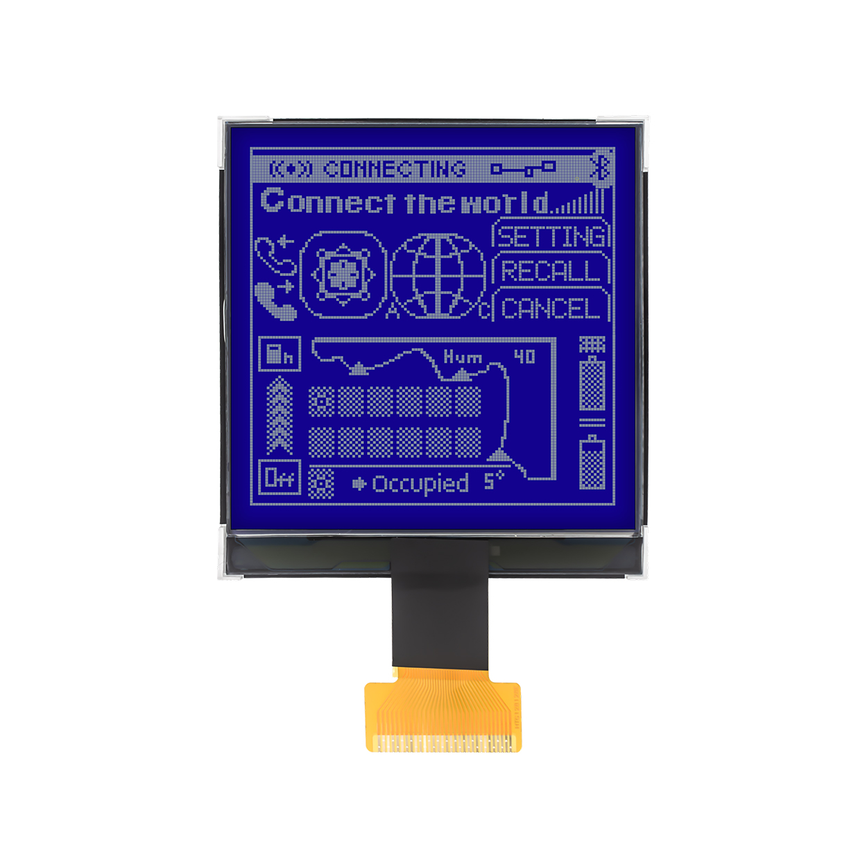 3.3-inch 128x128 Blue Background White Graphic LCD | STN-Fully Transparent Dot Matrix LCD | Arduino