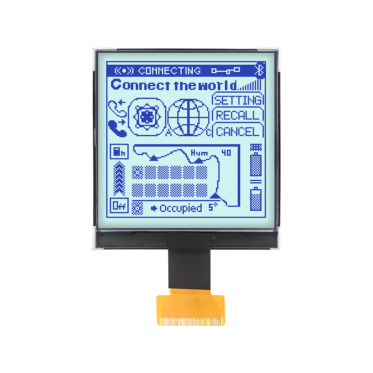 3.3-inch 128x128 COG Graphic LCD | STN+ Gray Background Blue Dot Matrix LCD | Arduino