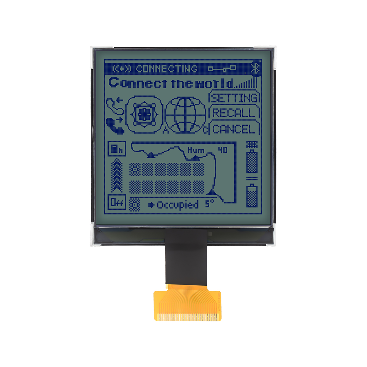 3.3-inch 128x128 COG Graphic LCD | STN+ Gray Background Blue Dot Matrix LCD | Arduino