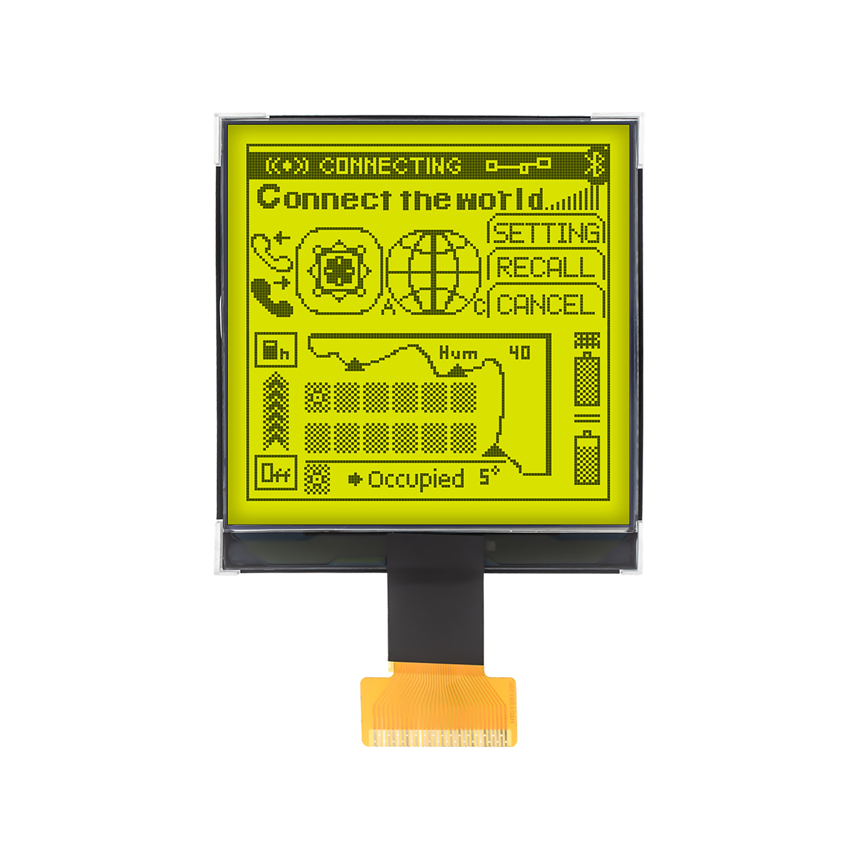 3.3-inch 128x128 square COG LCD display | STN+yellow green COG | Arduino