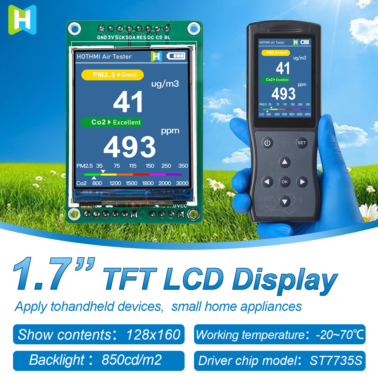 1.7 Inch TFT LCD Display Module with ST7735S Driver for Arduino, Raspberry Pi
