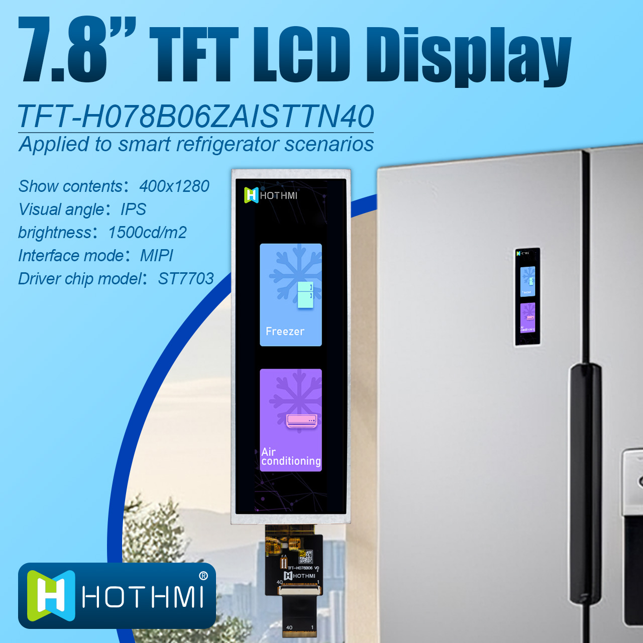 7.8-inch Sunlight Readable TFT LCD Display with Capacitive Touch Screen | MIPI DSI Interface
