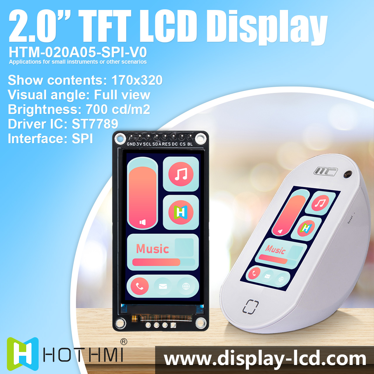 2.0 Inch IPS TFT LCD Display Module with ST7789 for Arduino