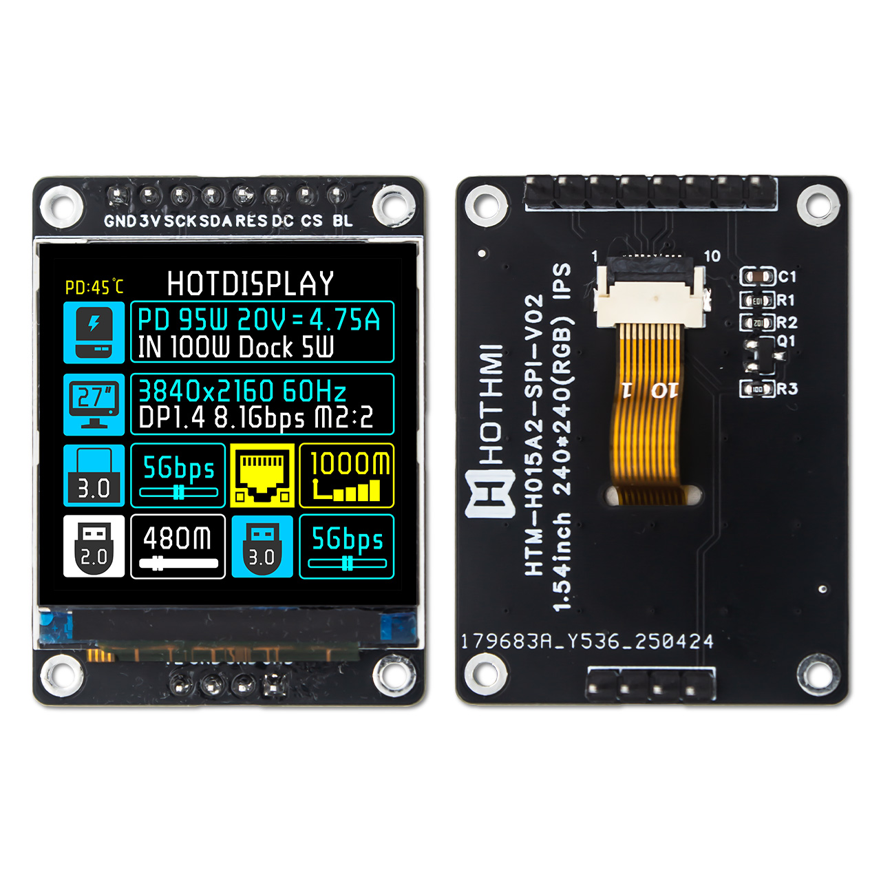 1.5" 240x240 Square TFT LCD Module ST7789 Controller