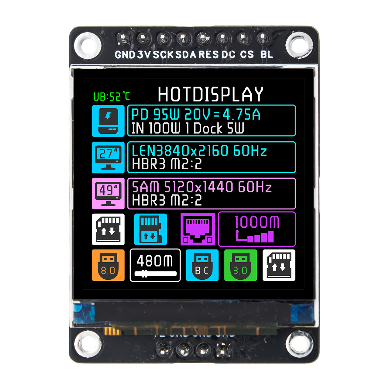 1.5" 240x240 Square TFT LCD Module ST7789 Controller