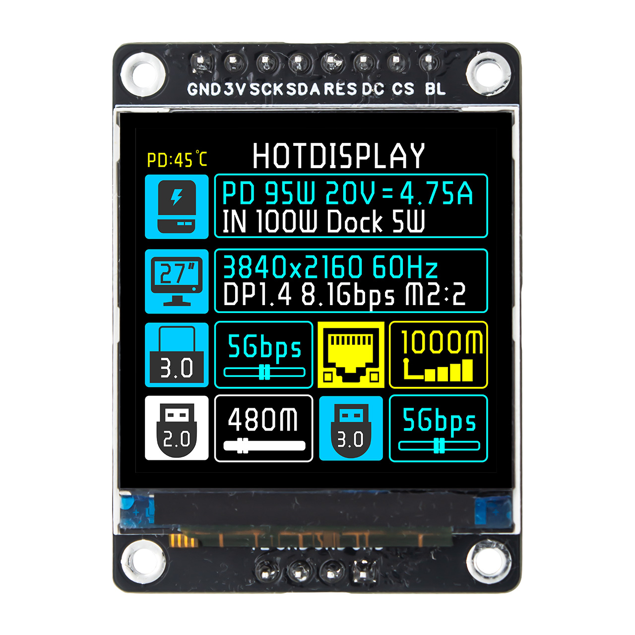 1.5" 240x240 Square TFT LCD Module ST7789 Controller