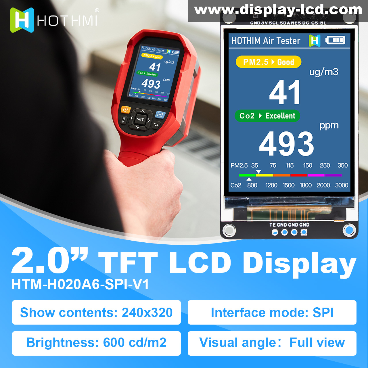 2.0" TFT LCD Display Module 240x320FDH with ST7789 Driver