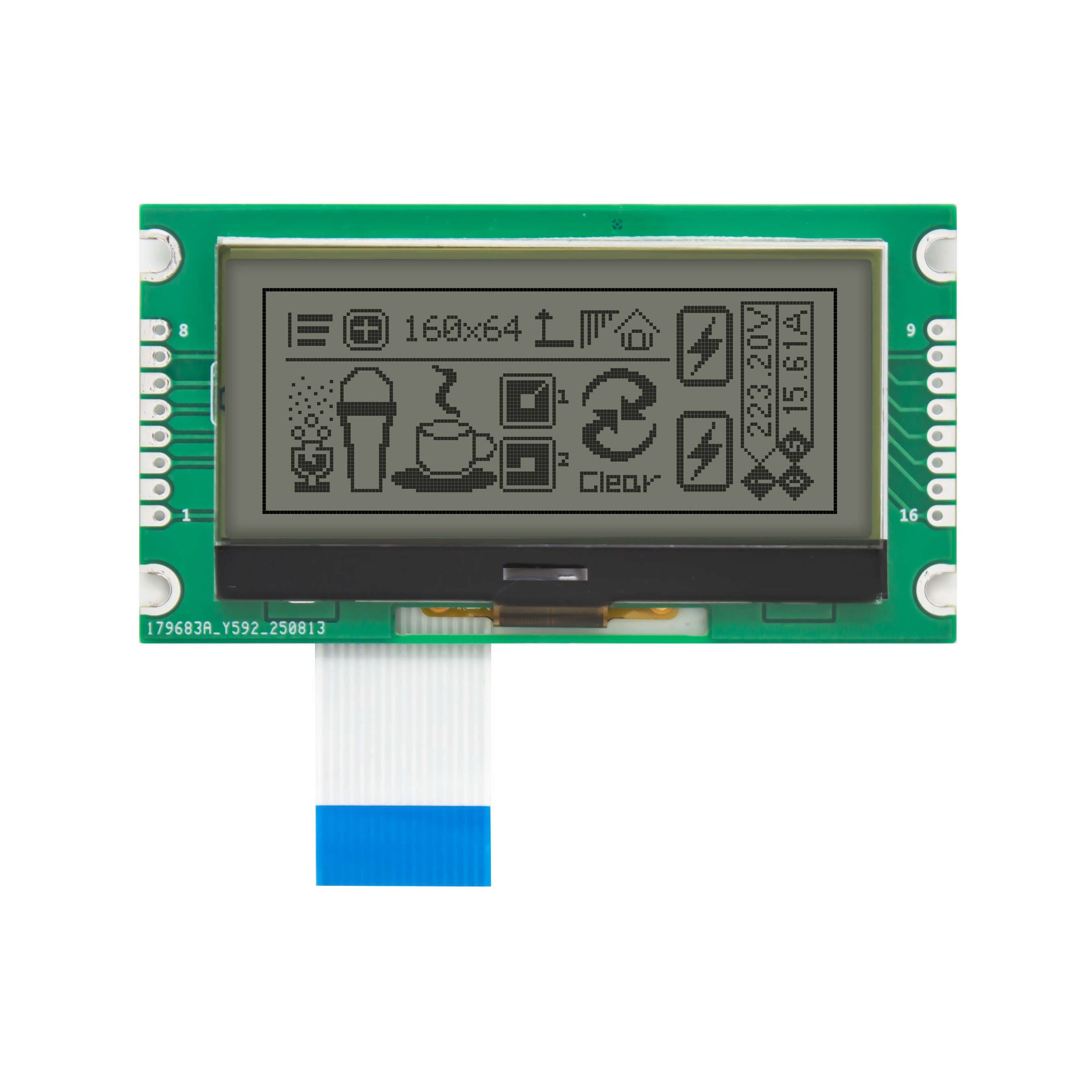 160x64 Graphic LCD Module | FSTN+Gray Display With White Backlight